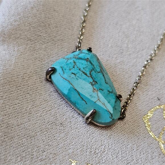 Kendra Scott Rose Isla Veined Turquoise Necklace - Picture 7 of 7